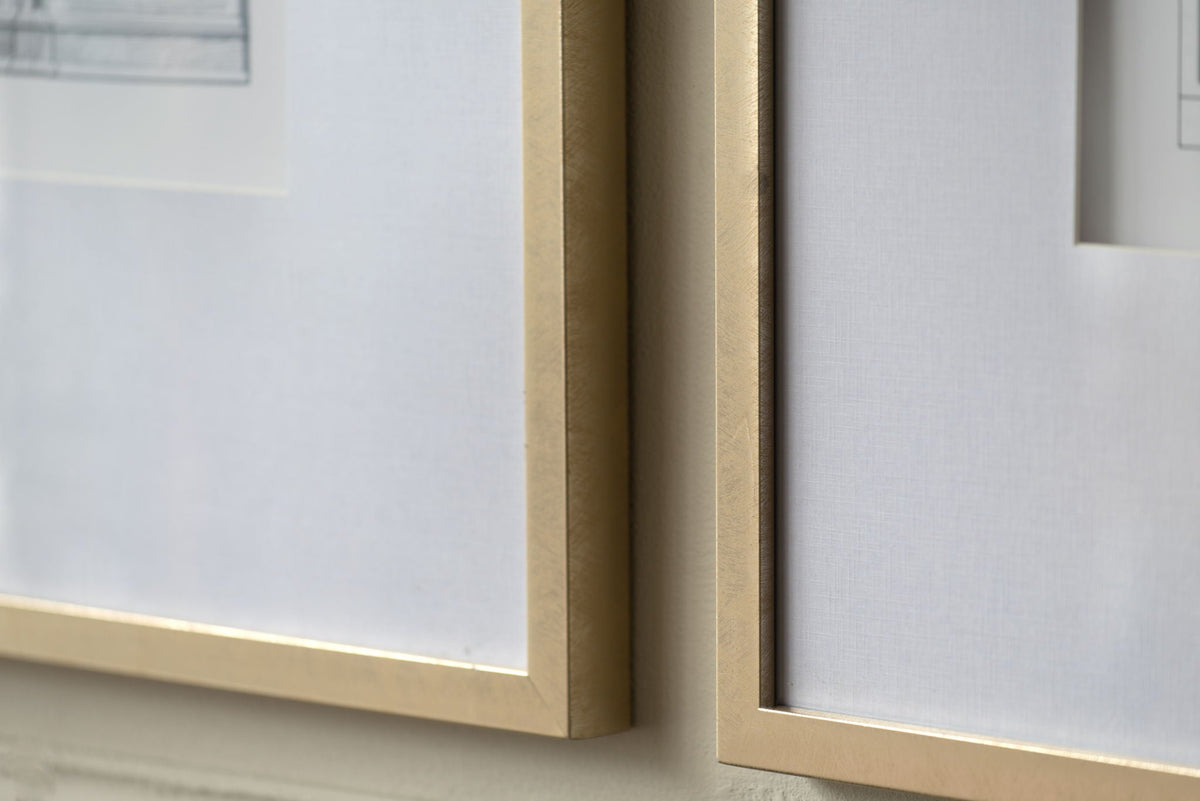Architectural Wall Art Set with Pencil Design - Silver