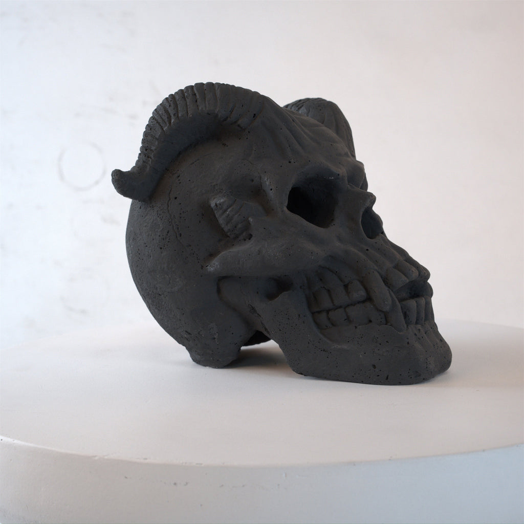Hand-Forged Flame Skull for Fire Pits with Dramatic Flame Vents - Natural Finish