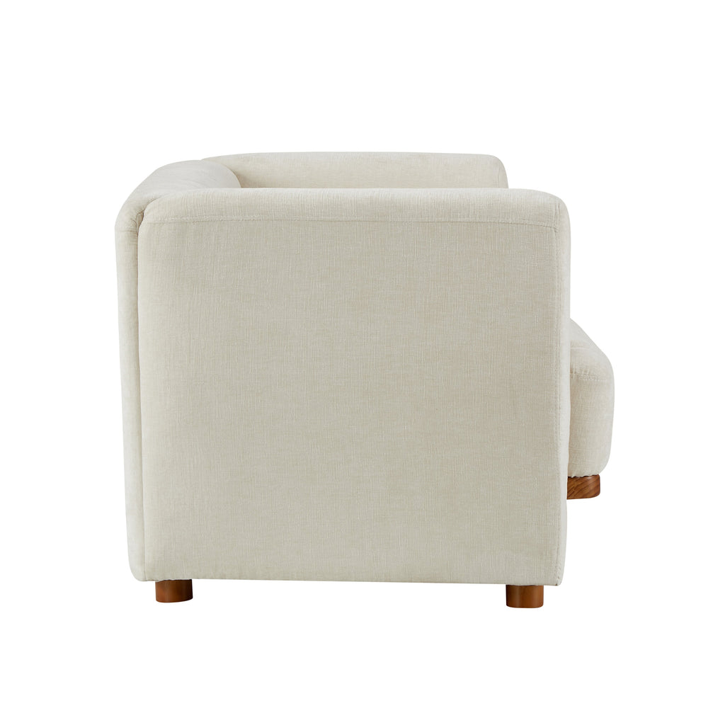 79 Inch Modern Upholstered Chenille Sofa with Curved Design - Beige