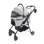 Foldable 4-Wheel Pet Stroller with Adjustable Canopy - Grey