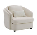 Beige Linen Arm Chair with Toss Pillow - Mariko Collection