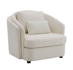 Beige Linen Arm Chair with Toss Pillow - Mariko Collection