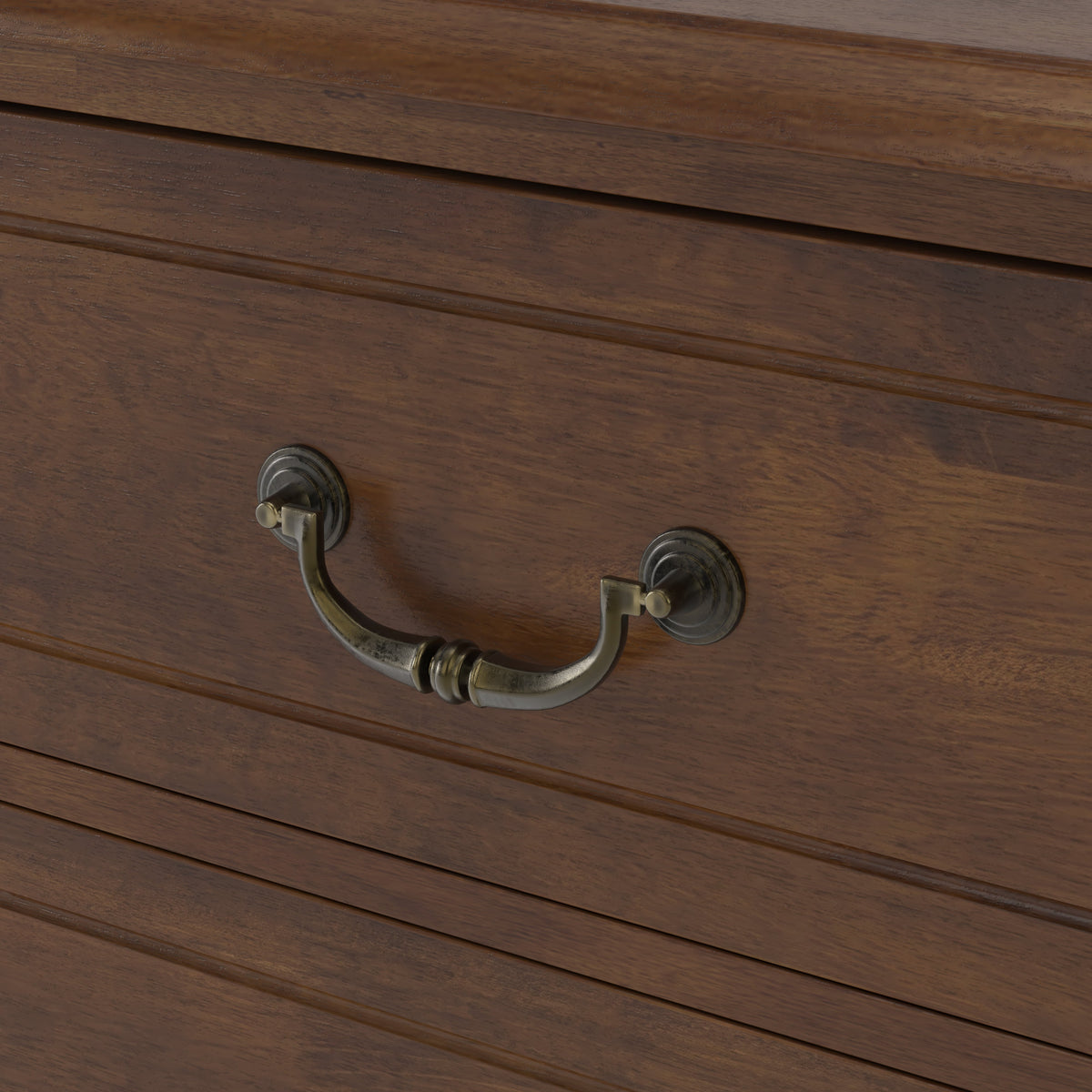 Farmhouse Nightstand with 2 Drawer, Solid Wood Bedside Table - Walnut