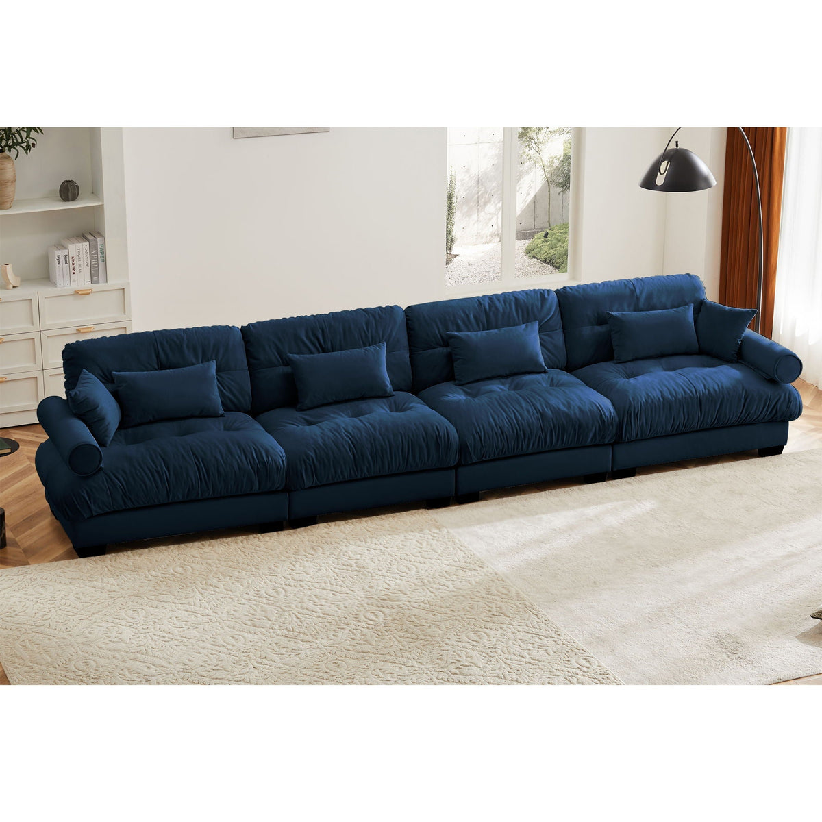 Oversized Modular Sectional Sofa with Deep Seat – Available in Dark Gray, Blue, or Beige