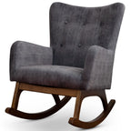 Alistair Rocking Chair with Solid Wood Frame - Brown / Dark Gray