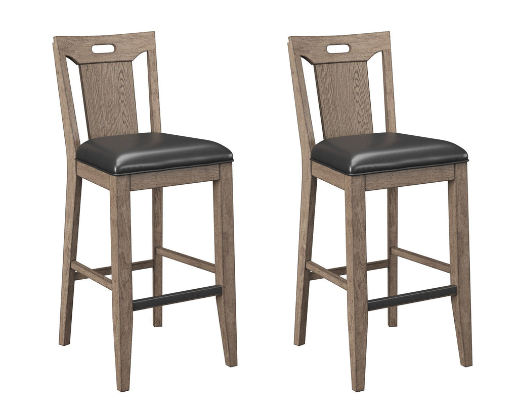 Slat Back Bar Stools with Casual Style - Brown (Set of 2)