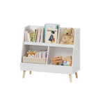 Kids Bookshelf and Toy Organizer with 5 Cubbies - White