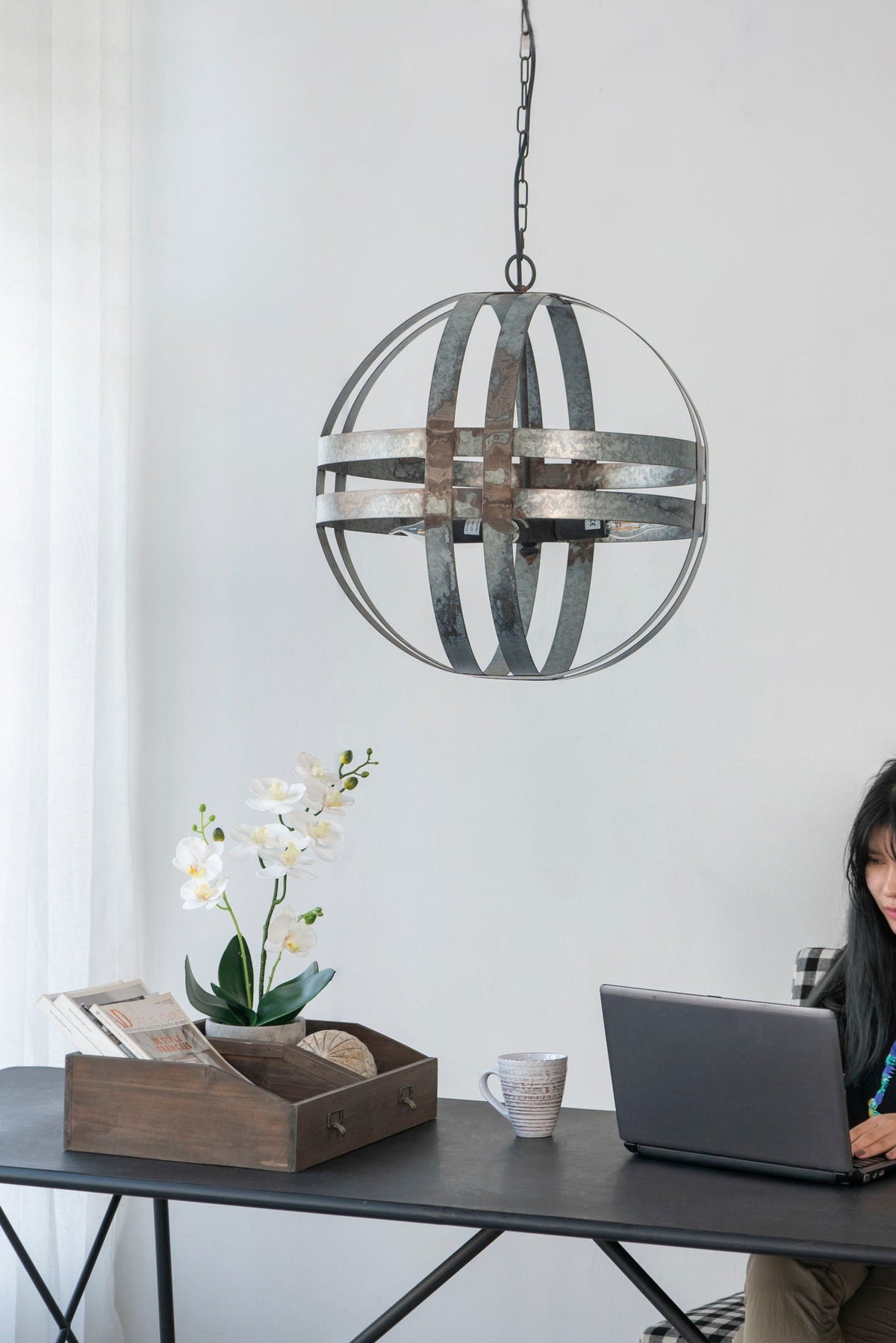 4 Light Galvanized Chandelier