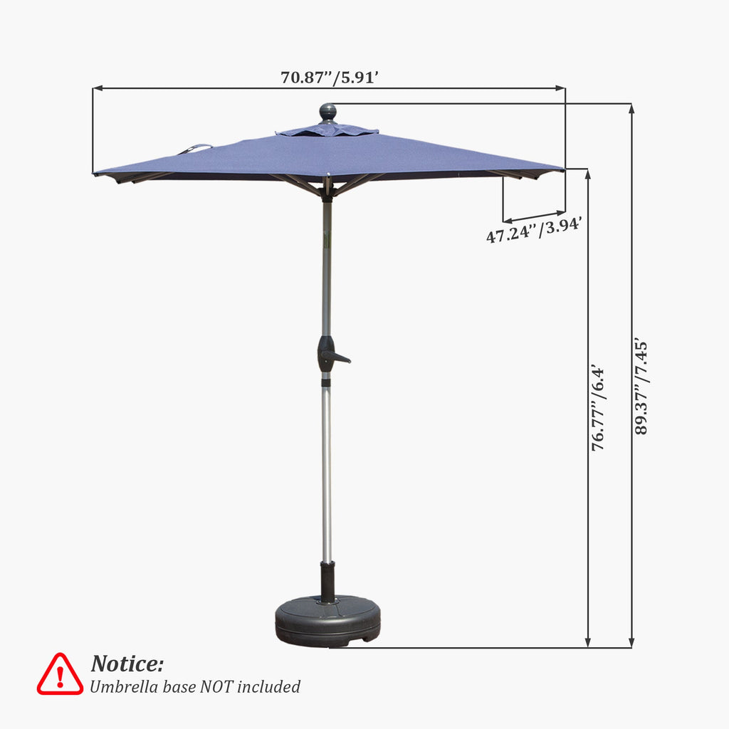 Rectangle Patio Umbrella with Crank Lift and Tilt Function - Navy Blue, Beige, Grey