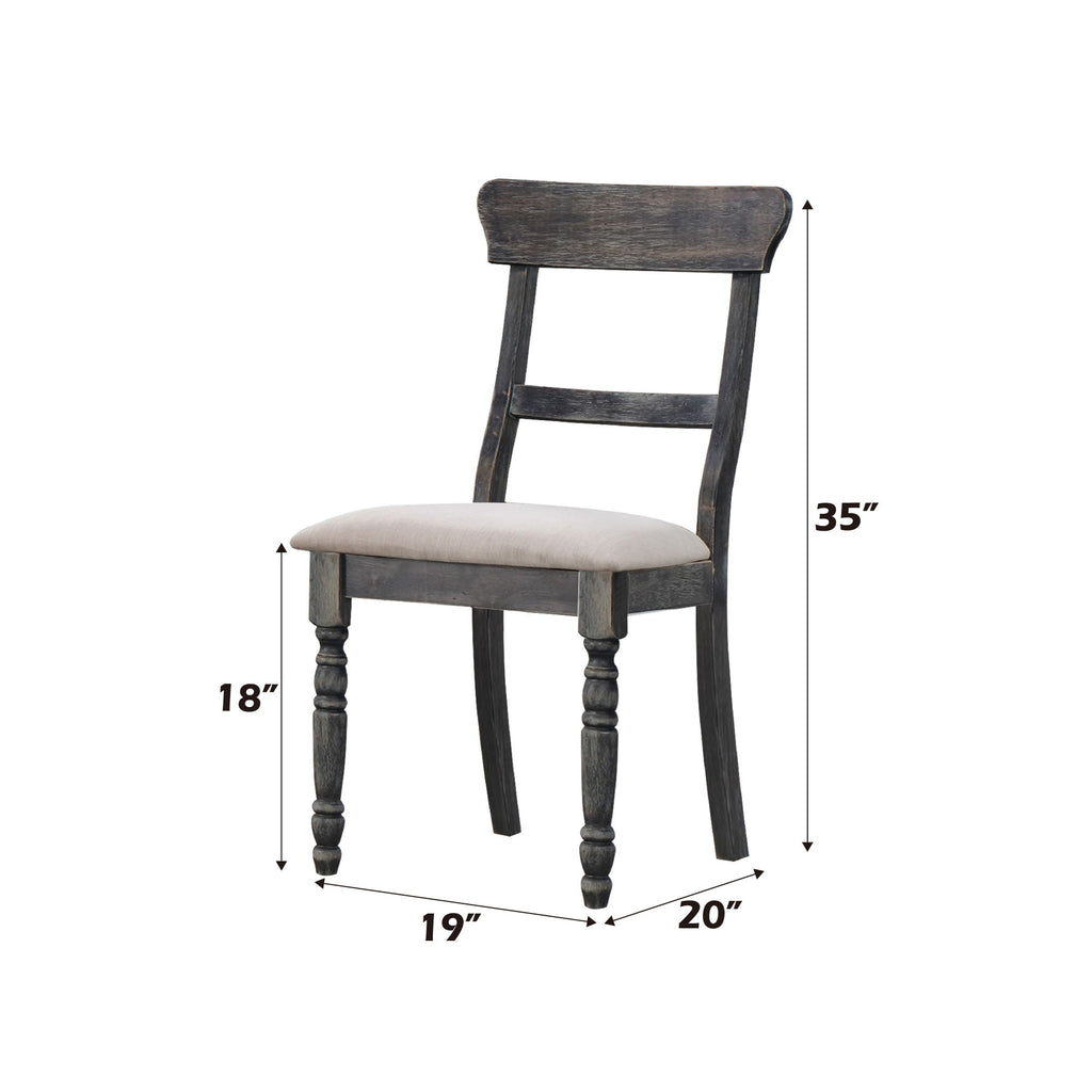 Linen Weathered Side Chair Set with Padded Seat - Light Brown