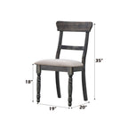 Linen Weathered Side Chair Set with Padded Seat - Light Brown
