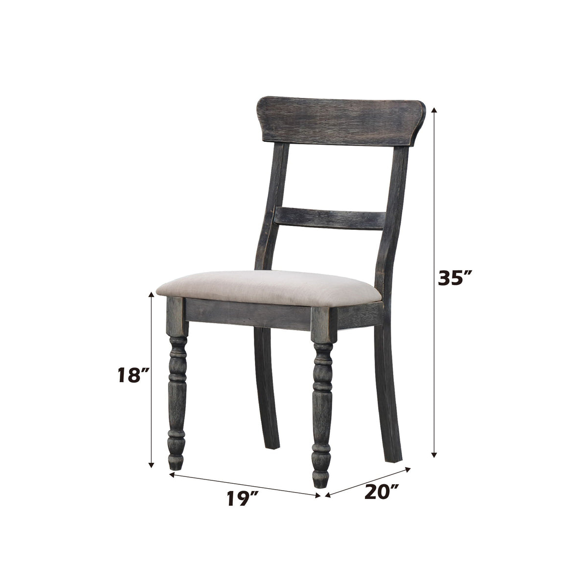 Linen Weathered Side Chair Set with Padded Seat - Light Brown