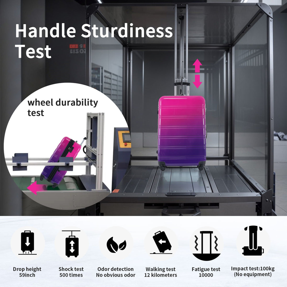 Gradient Color Hardshell Luggage Set with Spinner Wheels and TSA Lock – Light Blue or Purple