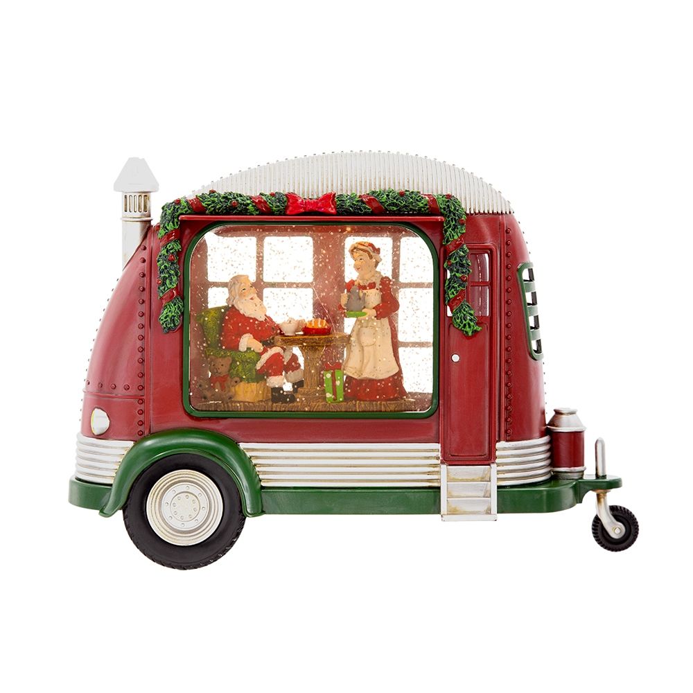 Christmas Camper LED Decor with Water Spinning and Two-Way Switch - Red