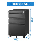 Metal Drawer Mobile File Cabinet with Lock for Secure Organization - White or Black