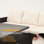 7 Piece Patio Dining Set with Cushions, Modular Sectional Sofa & Storage Table - Blue or Beige