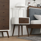 Modern Design Night Stand with Solid Wood Construction - Dark Brown or White