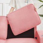 Modern Snowfleece Fabric 3 Seater Sofa with Cup Holder – Pink