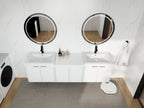 72-Inch Bathroom Vanity with Resin Sink and Soft Close Doors - Glossy White