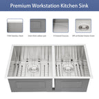 Modern Double Bowl Undermount Sink with 10" Deep Basins - Gray