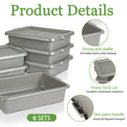 Commercial Meat Tubs with Lids 6-Pack - Food-Grade Plastic