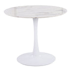 Modern Dining Table with Marble Top and Pedestal Base - White or Black