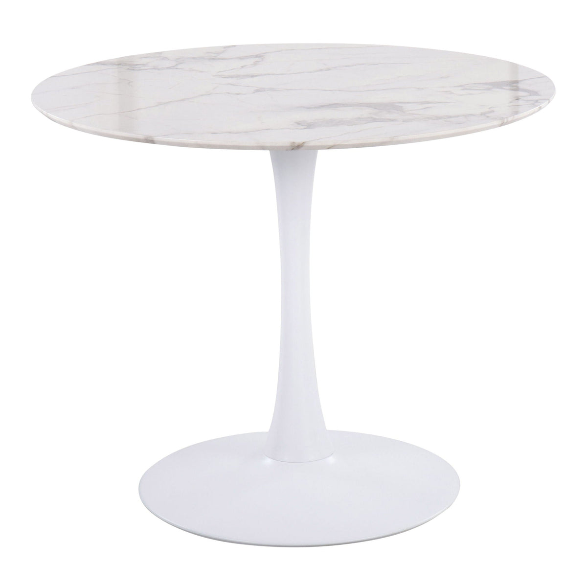 Modern Dining Table with Marble Top and Pedestal Base - White or Black