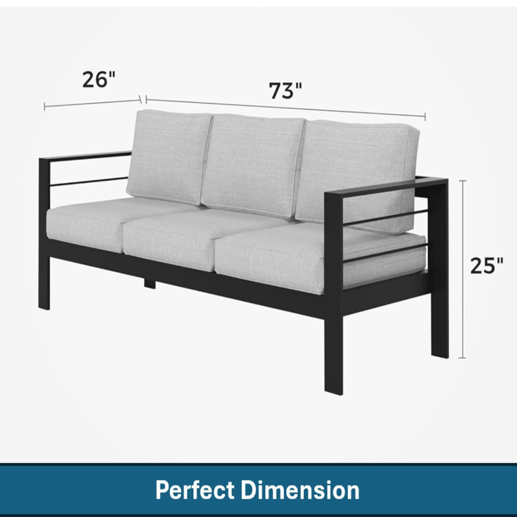All-Weather Patio Sofa with Plush Cushions - Black or White