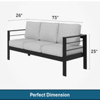 All-Weather Patio Sofa with Plush Cushions - Black or White