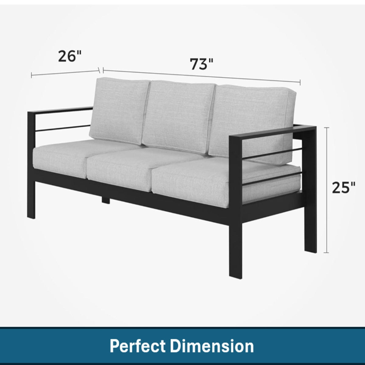 All-Weather Patio Sofa with Plush Cushions - Black or White