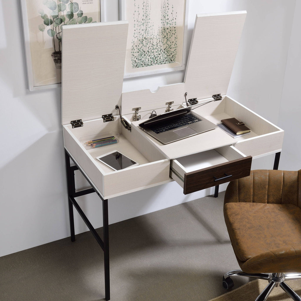 Black & Natural Writing Desk with USB Port - Verster