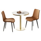 Round Modern Tulip Dining Table with Sintered Stone Top - Faux Marble