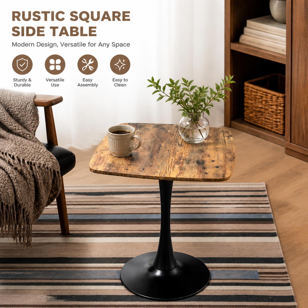 24" Square Tulip Dining Table with MDF Top and Matte Finish