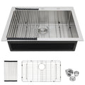 Stainless Steel Drop In Kitchen Sink with Noise Reduction - Gray