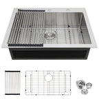 Stainless Steel Drop In Kitchen Sink with Noise Reduction - Gray
