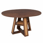 Extendable Round Dining Table for 4-6 with Storage Shelf - Particle Board