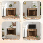 Corner Dog Crate with Fluted Drawer - White or Dark Brown
