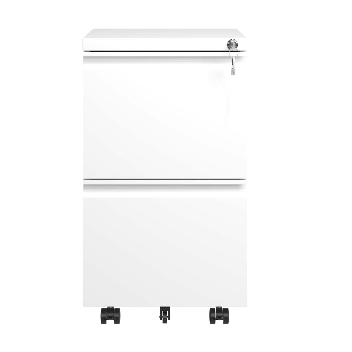 Metal Drawer Mobile File Cabinet with Lock for Secure Organization - White or Black
