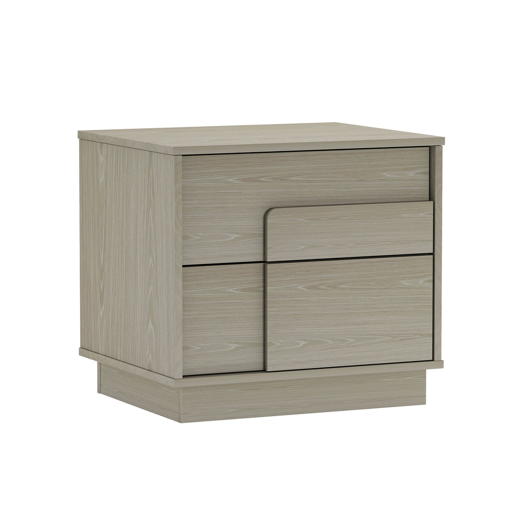 Modern Nightstand with Push to Open Drawers - Dark Gray, Dark Brown, or Light Brown
