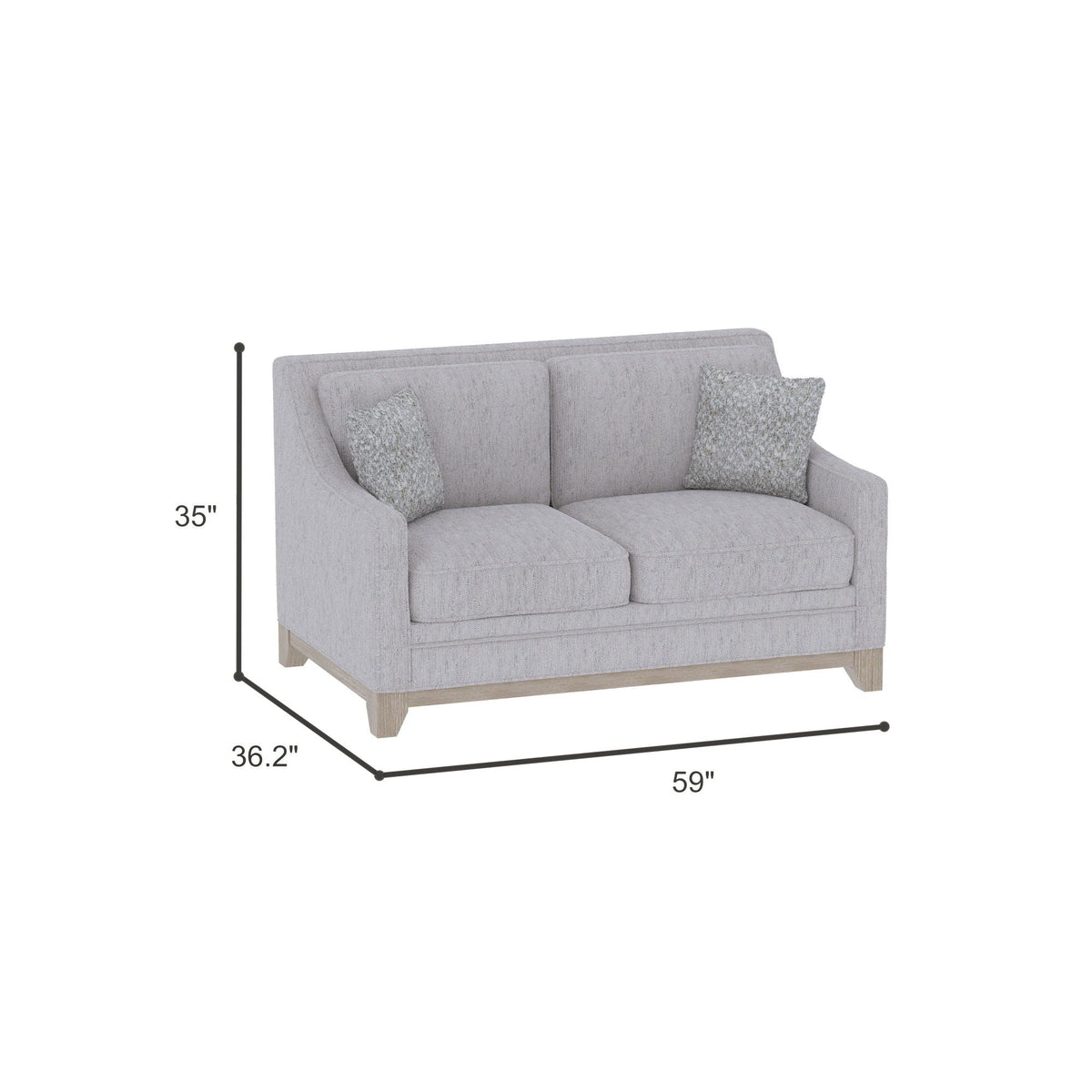 Loveseat With Casual Accent with Durable Fabric - Gray