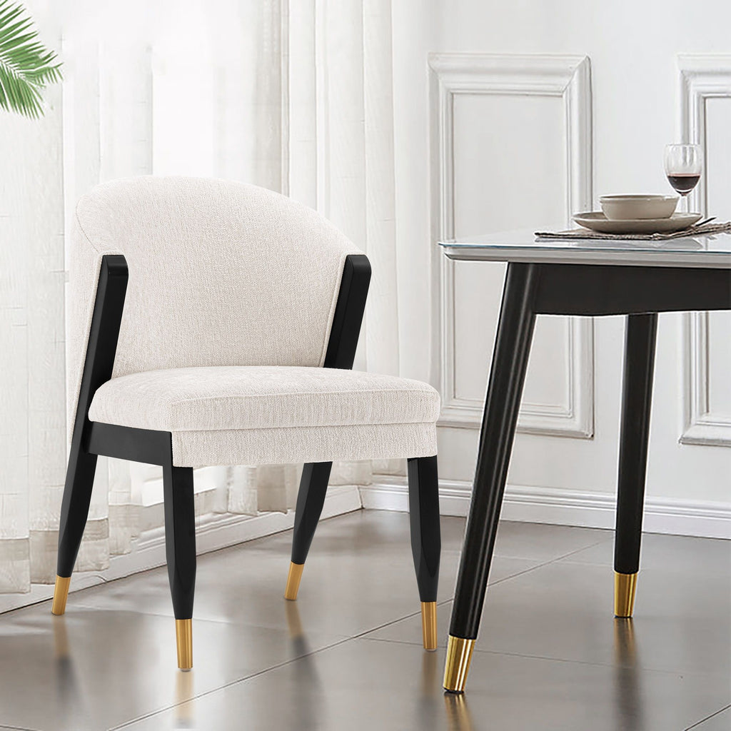 Ola Dining Chair with Solid Elm Wood Frame and High-Density Foam - Beige, Gray, or Dark Gray
