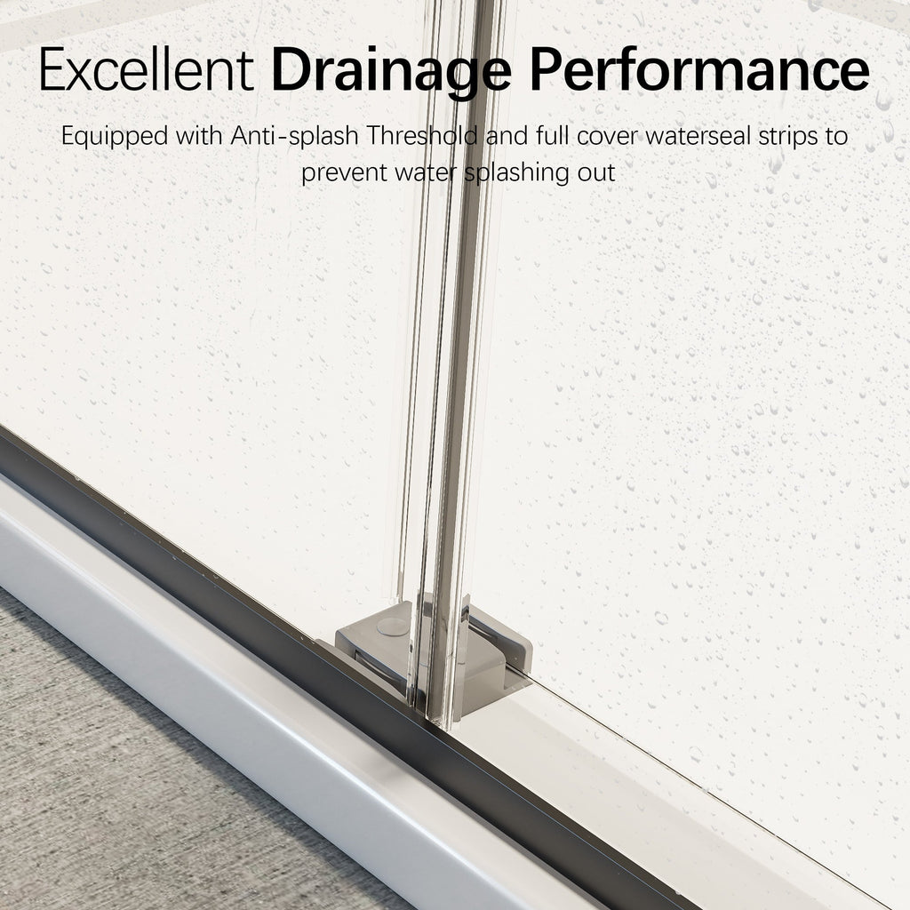 Frameless Double Sliding Soft-Close Shower Door – Matte Black