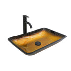 Gradient Tempered Glass Vessel Sink with Pop-Up Drain - Gold or Blue