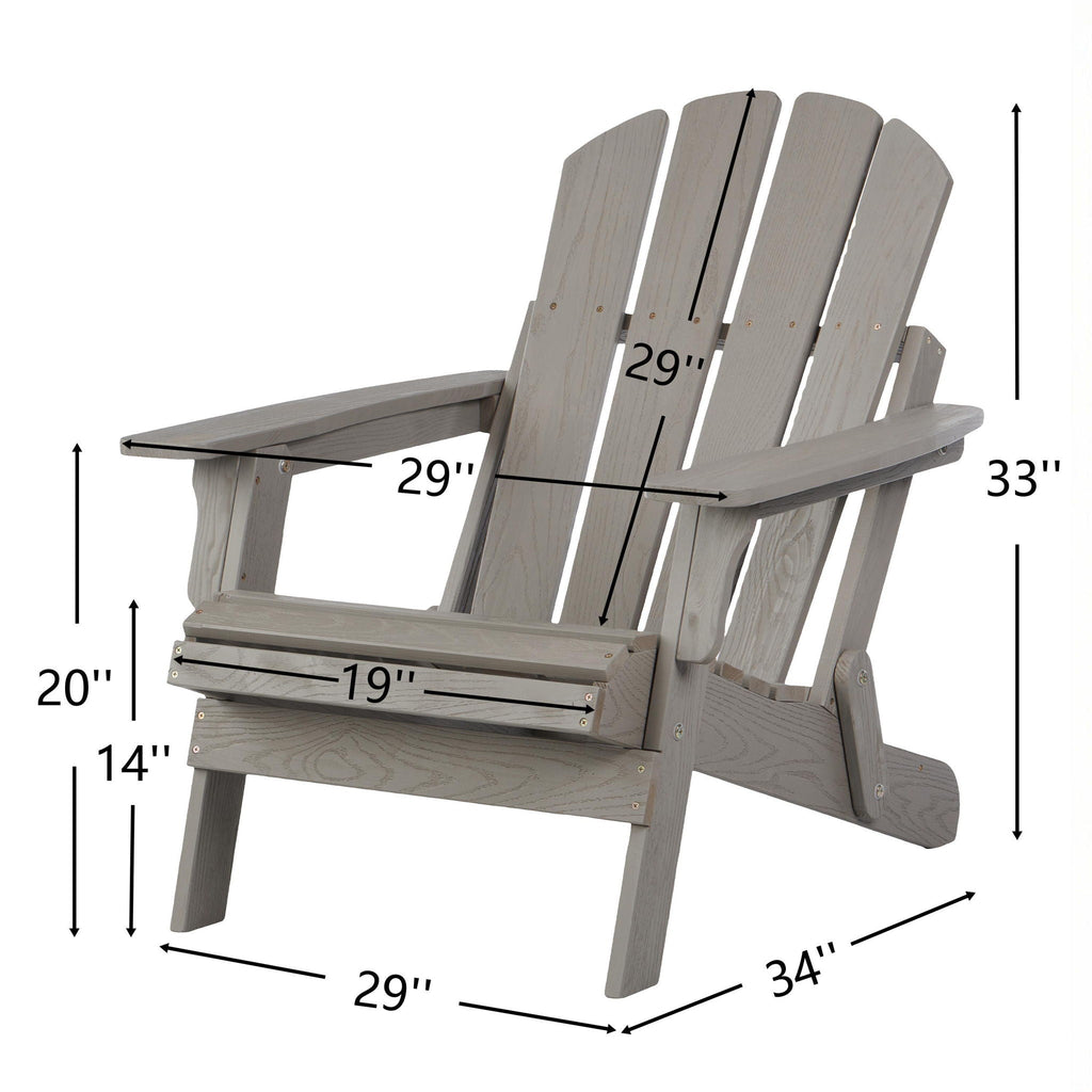 Oversize Outdoor Folding Adirondack Chair with Folding Design - Gray