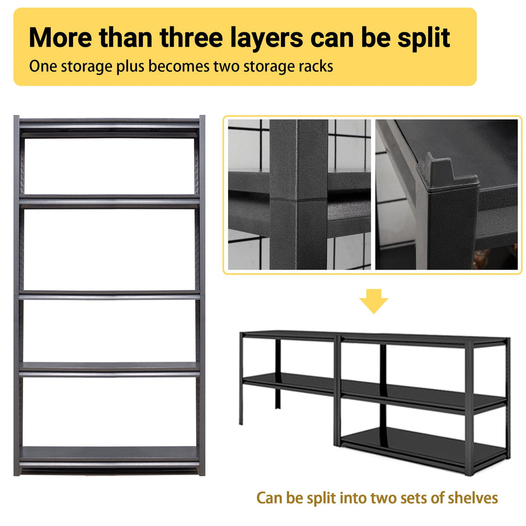 Heavy Duty Metal Garage Shelving Unit with Adjustable Shelves - Black