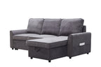 Modern Modular L-Shaped Sofa Bed with Chaise - Dark Grey Linen