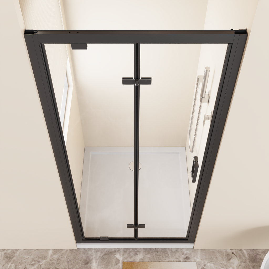 Framed Bi-fold Pivot Shower Door with Tempered Glass - Clear