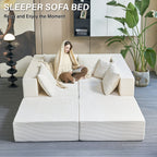 140" Modular Sectional Sofa Bed with Convertible U-Shaped Design - Corduroy