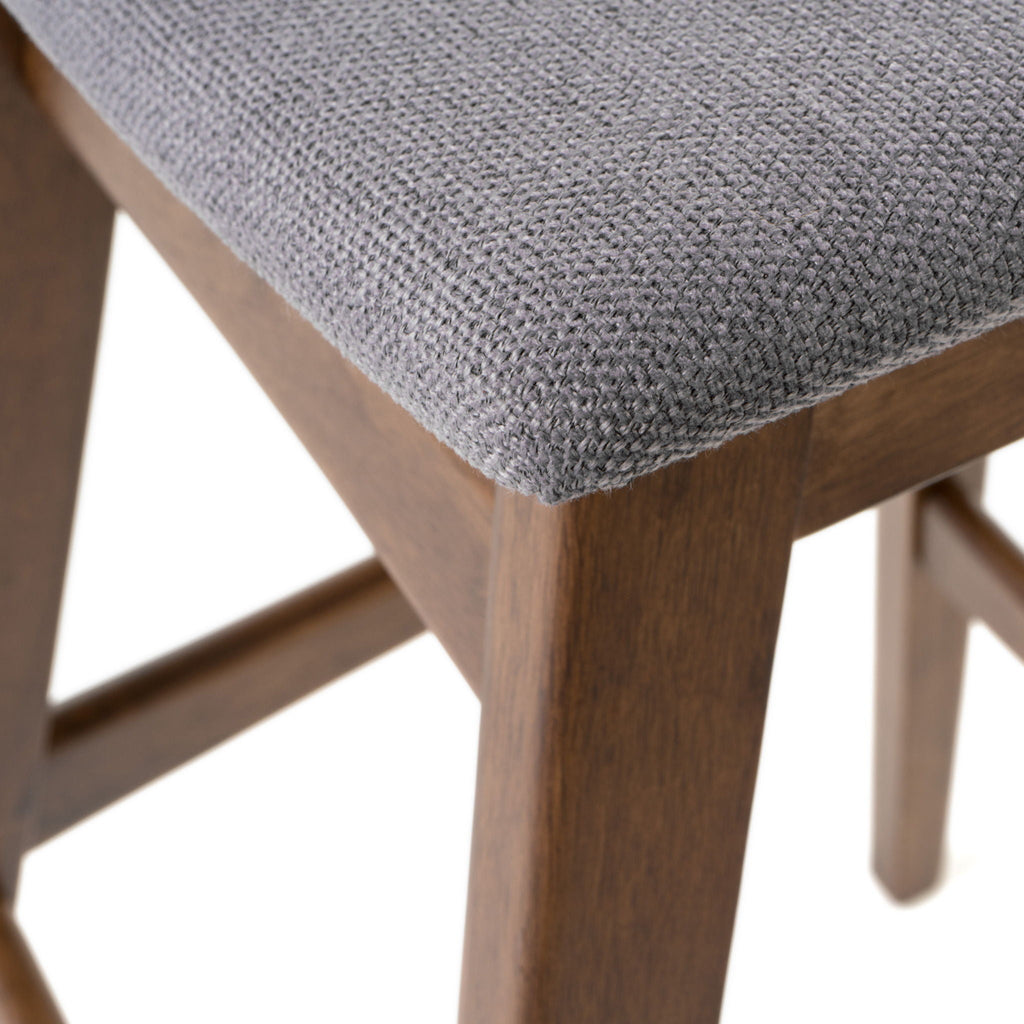Mid Century Modern Bar Stool Set with Upholstered Seating - Beige or Dark Gray