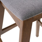 Mid Century Modern Bar Stool Set with Upholstered Seating - Beige or Dark Gray